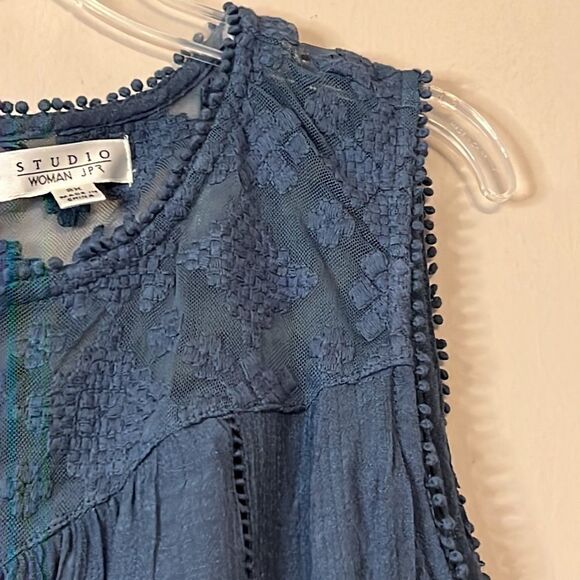 Studio JPR Dusty Blue Lace & Crinkled Crepe Dress - Size 2X - Picture 8 of 16